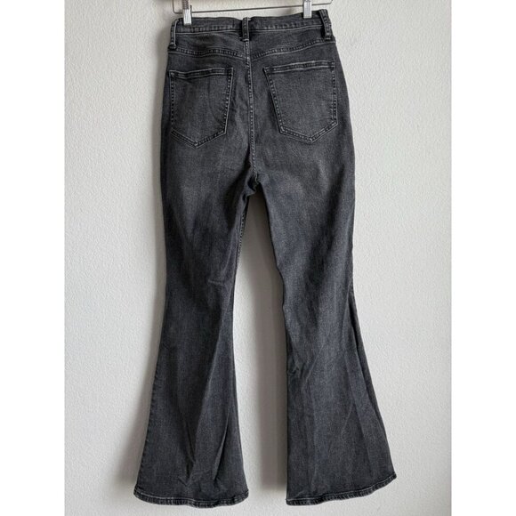 Free People Robin CRVY High Rise Flare Jeans Gray Black Wash Womens Size 28 Boho - Picture 4 of 11